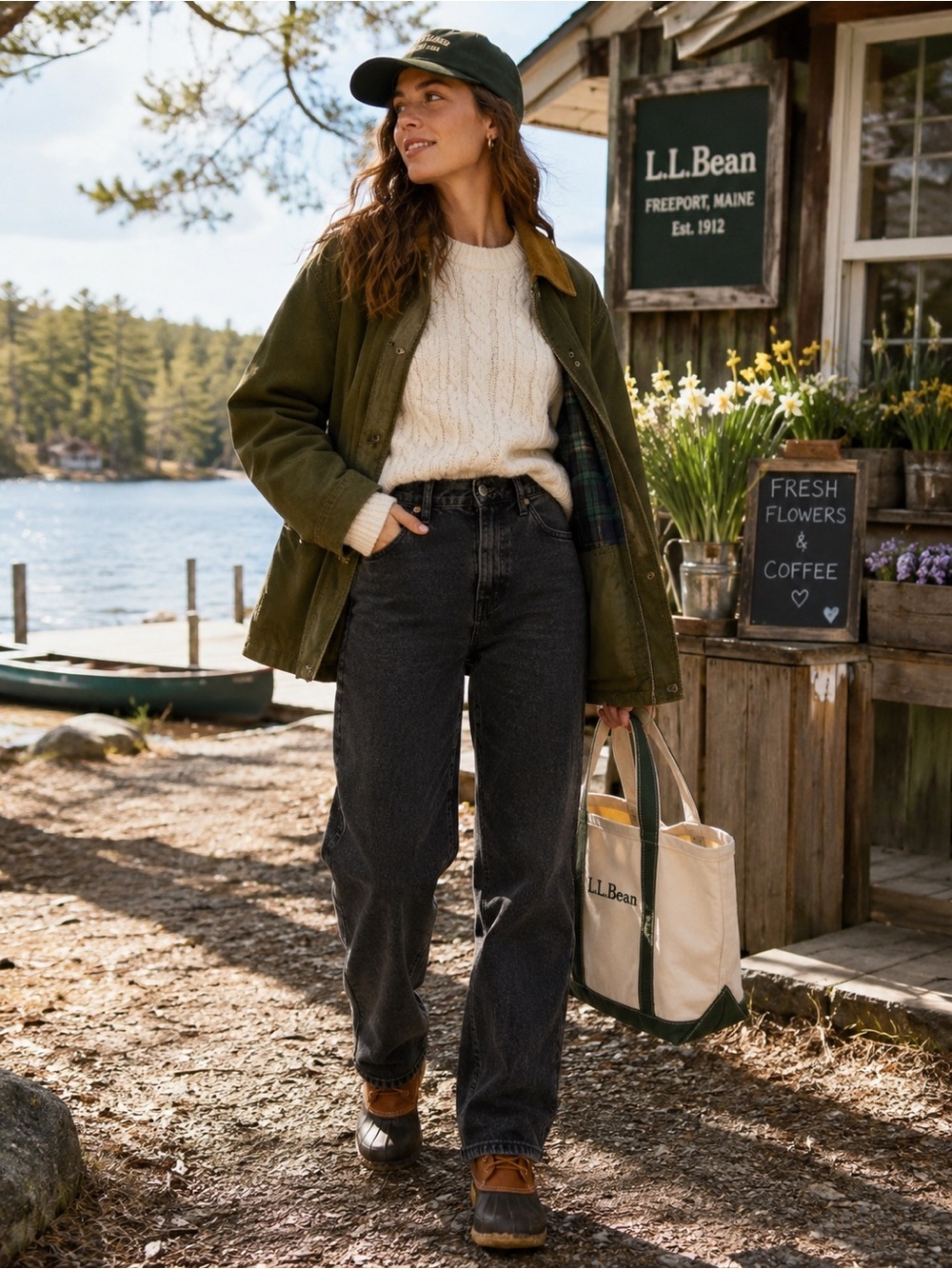 L.L.Bean Vintage Black Wash Plaid-Lined Straight Leg Jeans | Cozy Heritage Denim